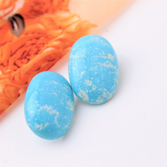 🌹Vintage Glorius sky blue oval shape stud earring - Picture 1 of 15